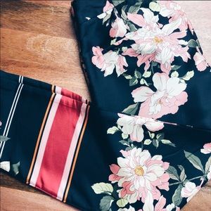 Zara Black and Rose Floral Trouser, Size Small